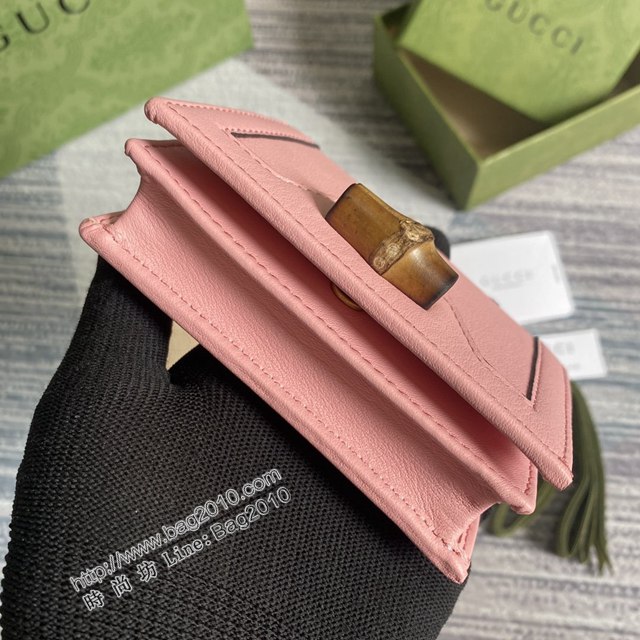 Gucci新款卡包 古馳竹子設計小牛皮錢包 Gucci全皮純色零錢包 658244  ydg3018